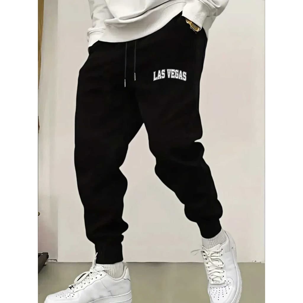 Calça Moletom masculina LAS VEGAS Jogger Streetwear Casual Estampada 100% Algodão Confortável Urbana