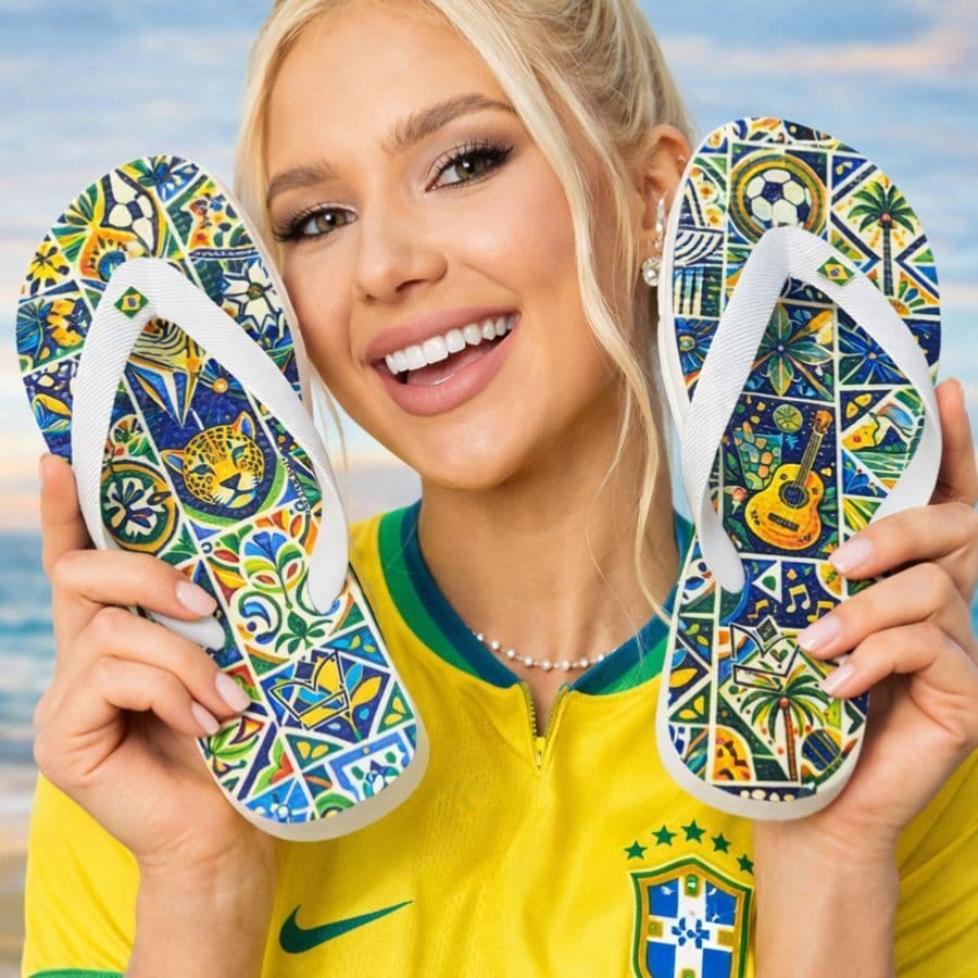 Chinela Havares Chinelo Feminino Brasil Copa 2026  Antiderrapante e Super Confortável do 33 ao 40
