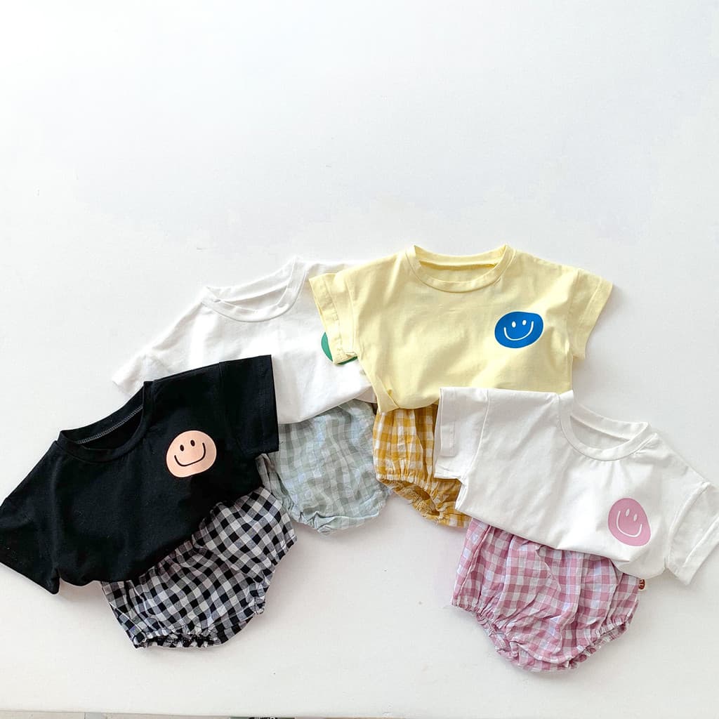 Bebê bebê Smiley camiseta de manga curta Top roupas macacão macacão