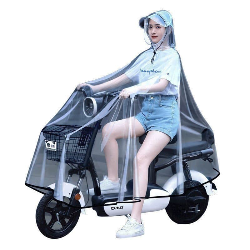 Capa de chuva para bicicleta elétrica H7d0 Bateria espessada versão estendida Poncho transparente unissex