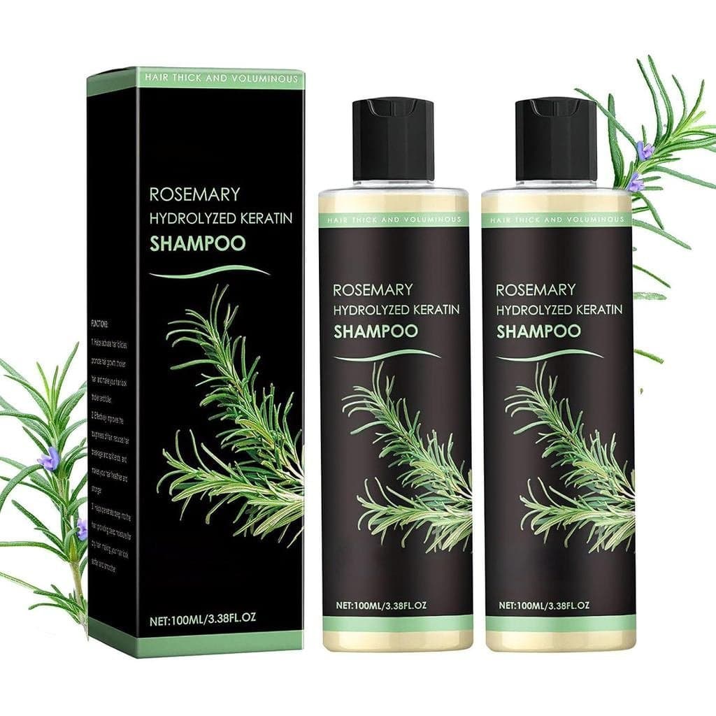 Pacote com 2 Shampoos de Alecrim para Crescimento Capilar, Shampoo Espessante e Fortificante com Queratina Hidrolisada e