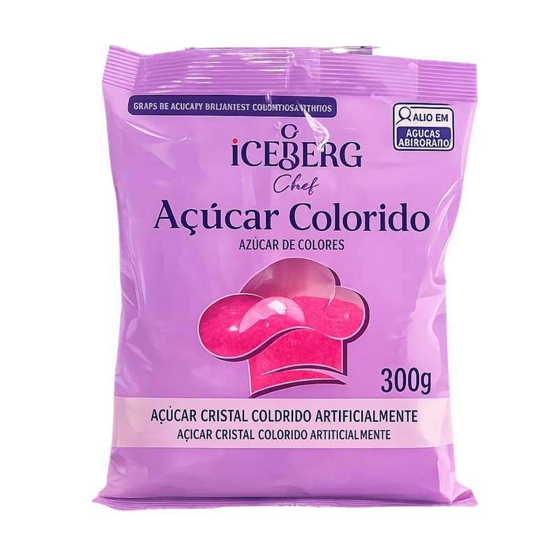 Açúcar Colorido Rosa 300g - Iceberg Chef