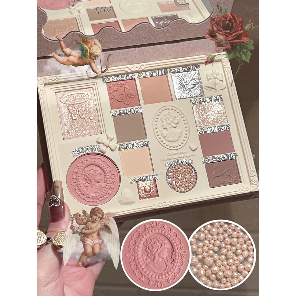 Colorrose paleta de sombras em relevo alto brilho Blush tudo-em-um paleta de maquiagem marrom leite chá cor novo nicho f