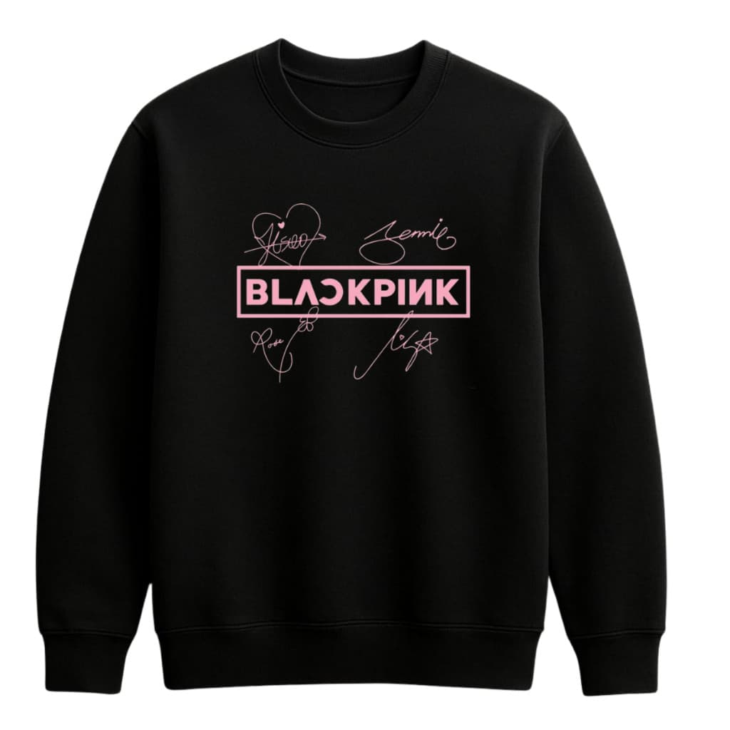 Moletom Infantil K-pop Blackpink Unissex Flanelado – Blusa de Frio Gola Careca Sem Gorro 2 ao 16