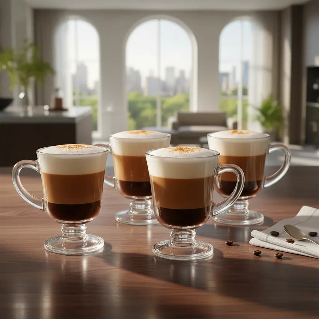 Kit 4 Canecas Para Cappuccino Vidro 120ml Resistente Xícara Café Expresso Elegante Mesa Posta Jogo De Canecas Transparen