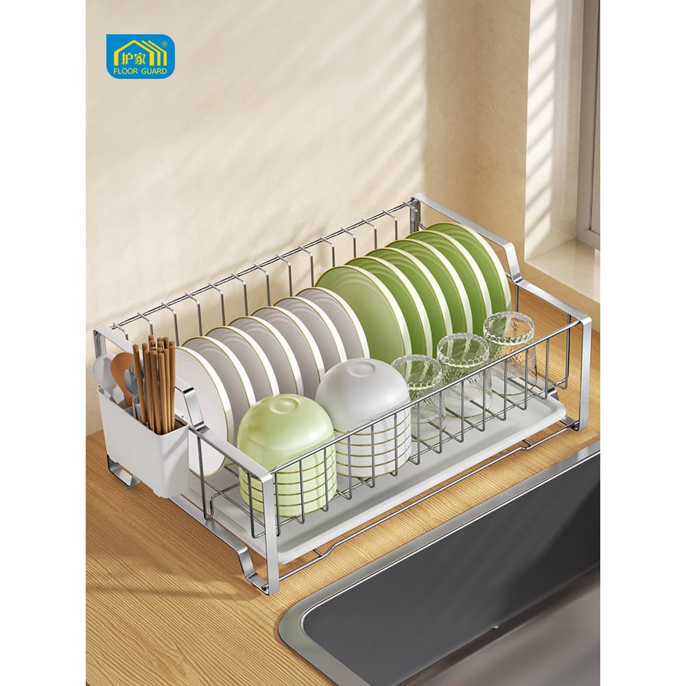 Casa de aço inoxidável prato rack armazenamento dreno prato rack talheres dreno rack prato cesta cozinha prato rack arma