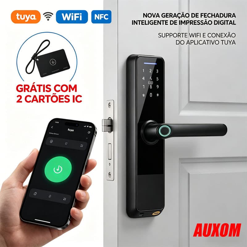 Fechadura Digital Inteligente Wi-Fi Biométrica Senha App Tuya Completa