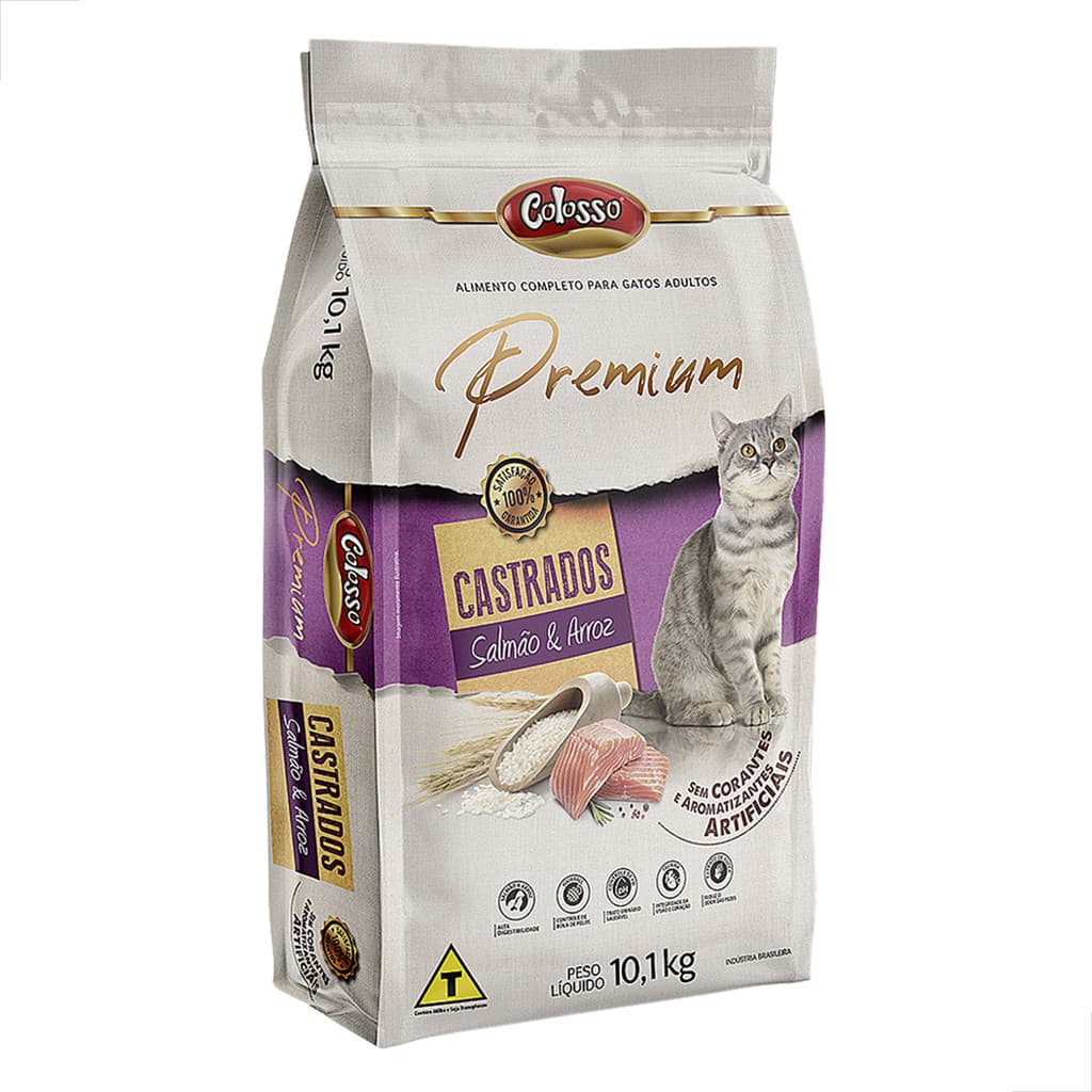 Ração Gato Castrado Racao Colosso Premium Salmao Arrz 10kg