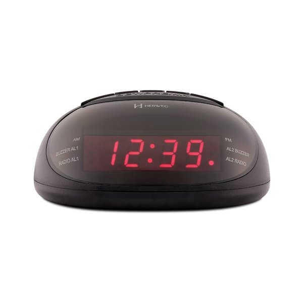 Despertador Rádio Relógio Preto Herweg 8112