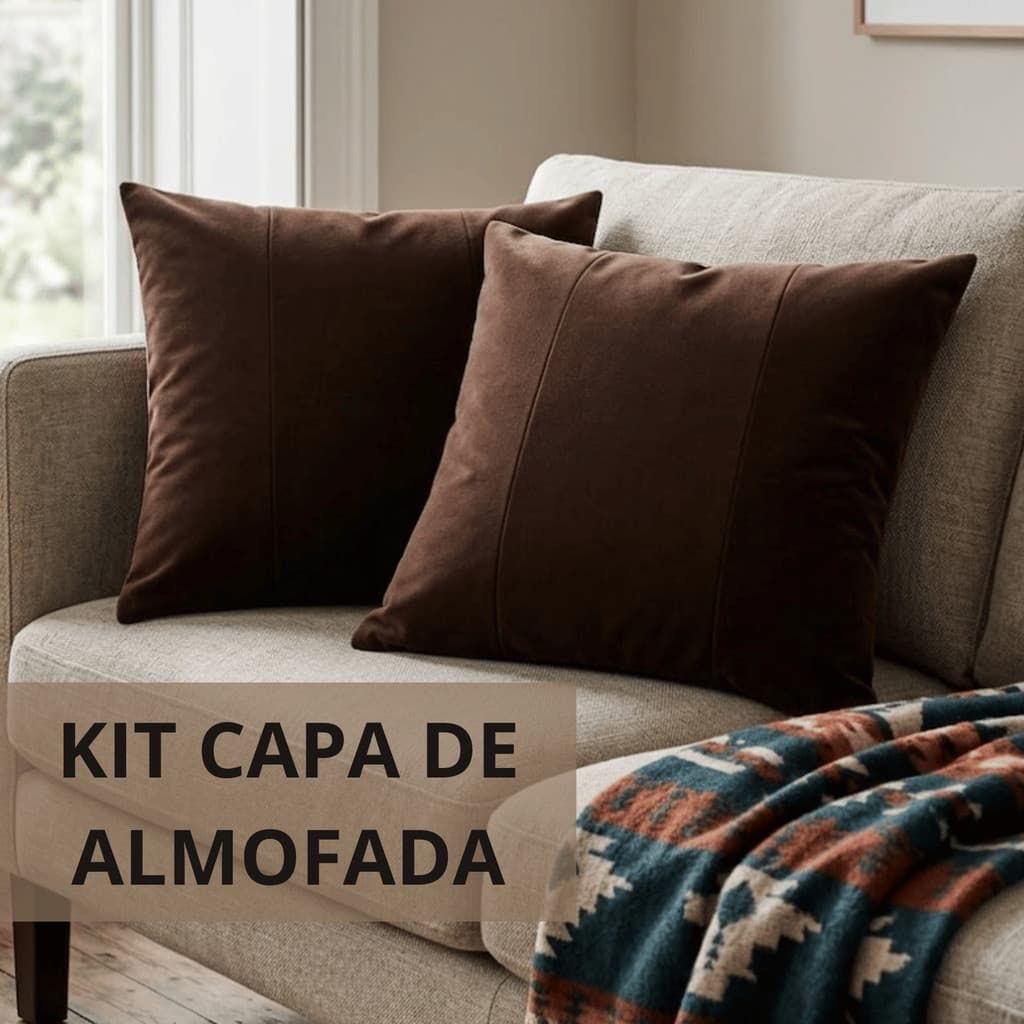 Kit Capa de Almofadas Suede Premium Com Detalhe Recorte com Zíper 40x40 Luxo Decorativa Confortável