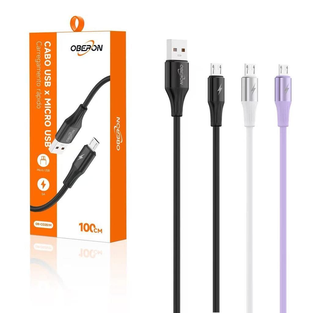 Cabo USB para Micro USB 5A Carregamento Rápido Turbo 1 Metro Ideal para Smartphones Tablets