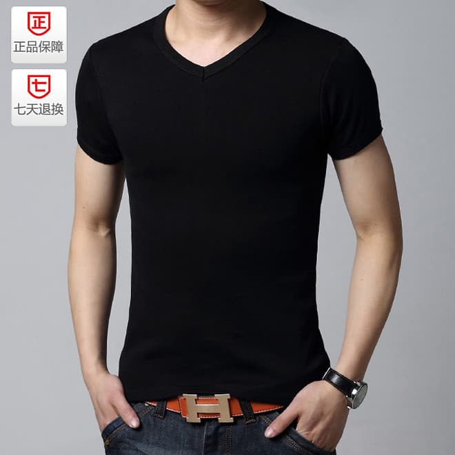 Verão vermelho-Breasted pássaro masculino em torno do pescoço de manga curta camiseta com decote em V meia manga Sli