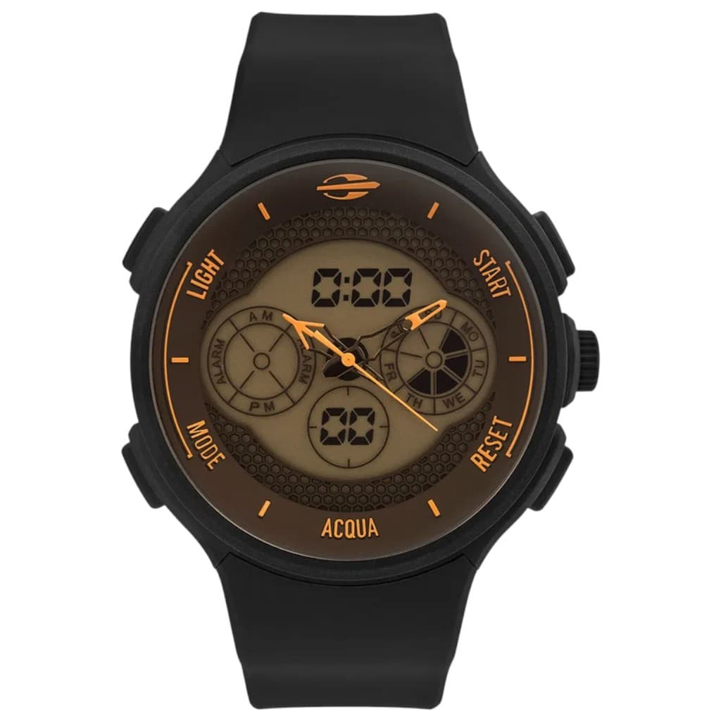 Relógio Analógico Digital Mormaii Action Preto Com Laranja MO160829AE8L
