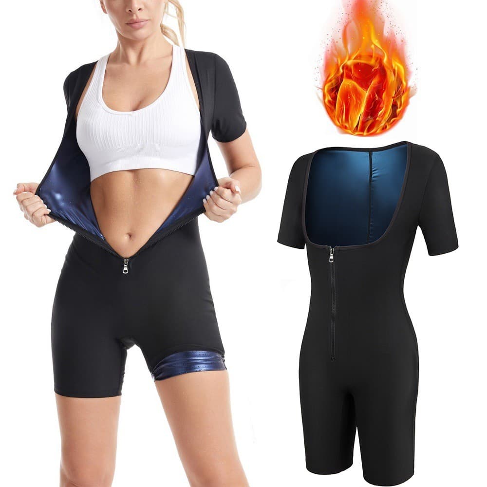 Senhoras esportes Yoga suor roupas Sauna suor espartilho de manga curta Cross-Border corpo Shaper