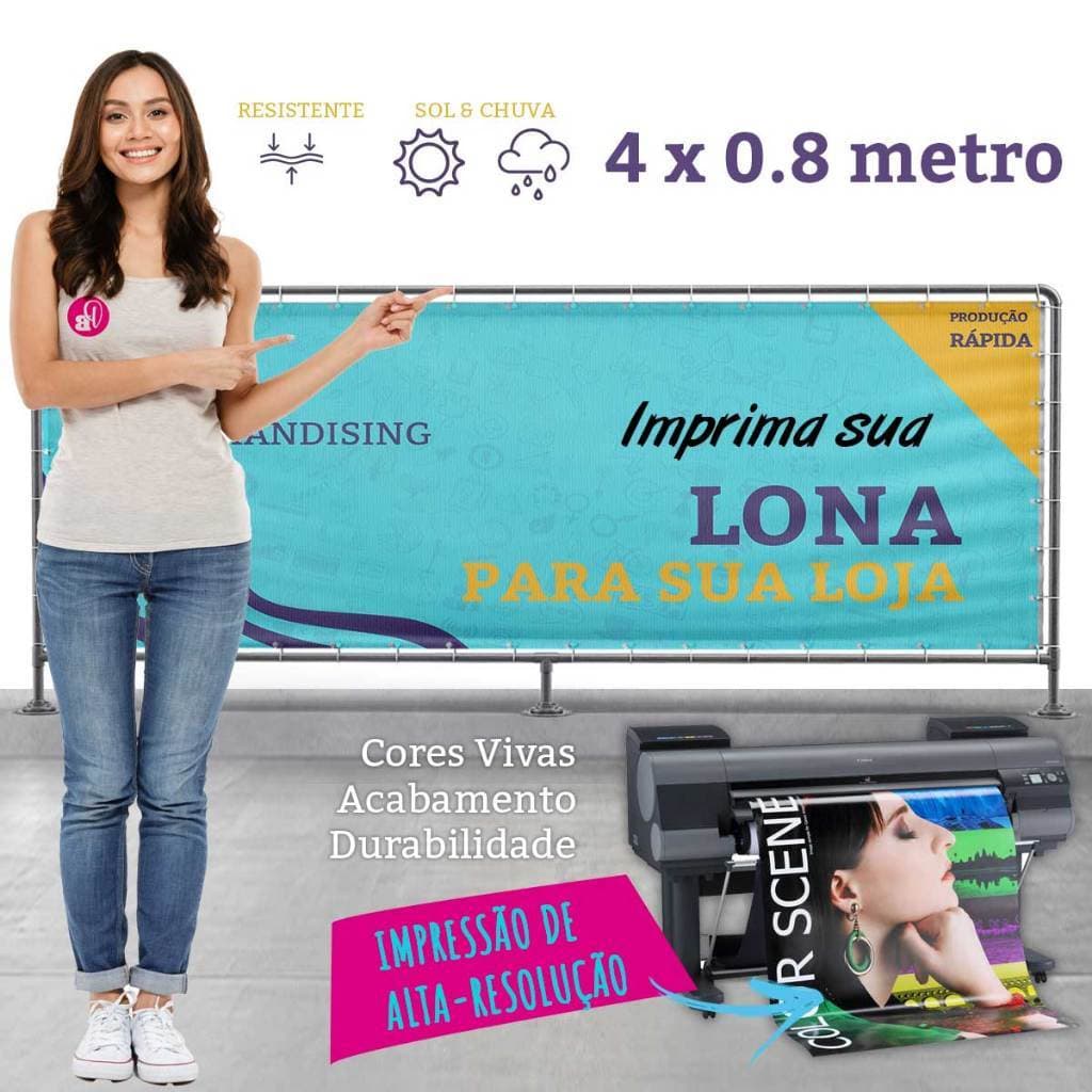 Banner  4 x 0.80 metros - Lona com Ilhoses, banner personalizado para loja, banner fachada de Loja