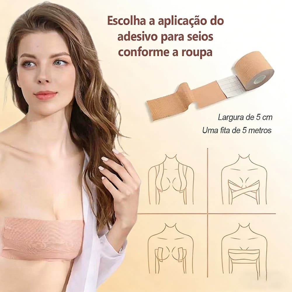 Fita Levanta Seio Protetor de Mamilo Sutiã Mama Rolo 5m - Boob Tape