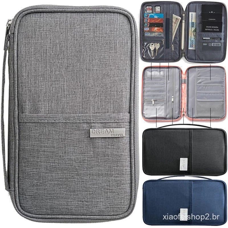 Carteira De Viagem Portátil De Grande Capacidade Multifuncional Para Acessórios Porta-Passaporte Criativo Familiar À Pro