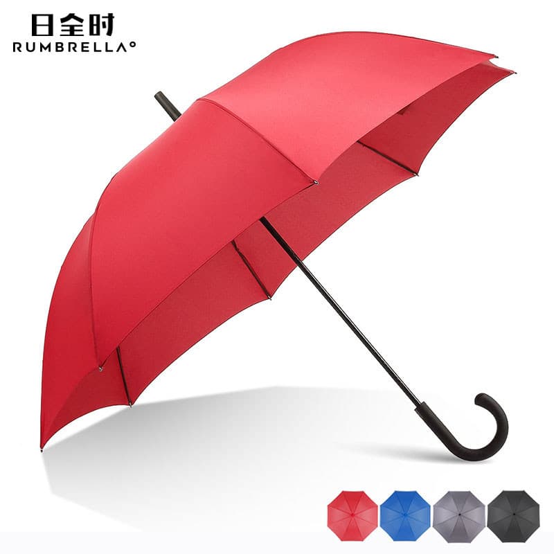 R RUMBRELLA Guarda-chuva com alça de cor sólida Guarda-sol automático grande guarda-chuva duplo à prova de vento vermelh