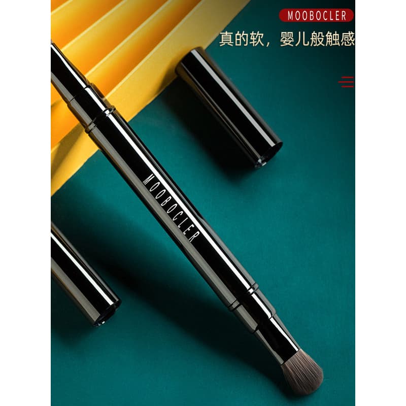 Pincel de sombra de duas cabeças Super macio retrátil portátil grande pincel de maquiagem para os olhos com tampa