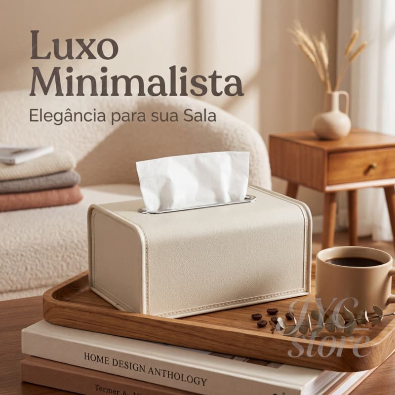 Caixa de Lenços Premium de Couro, Elegante para Sala de Estar, Acessório Luxo Estilo Maillard
