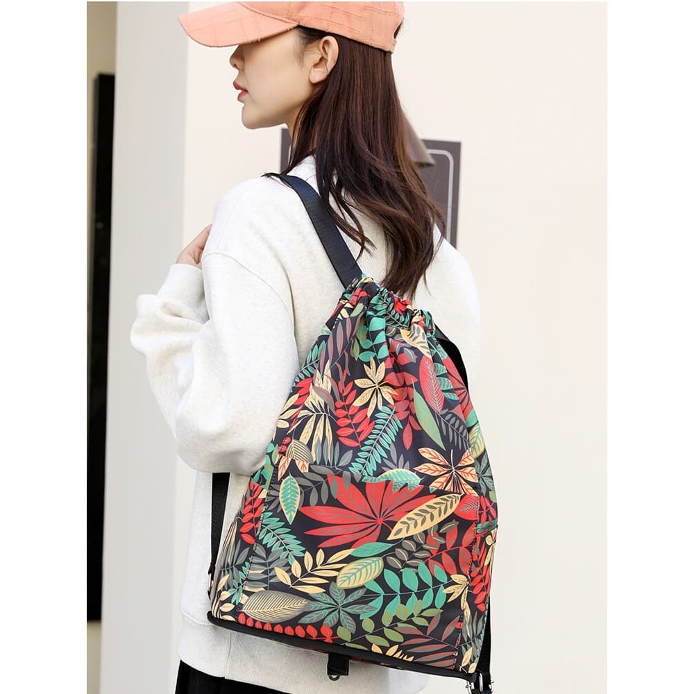 Dobrável grande capacidade saco de viagem cordão bolso mochila feminina leve simples cordão saco de armazenamento esport