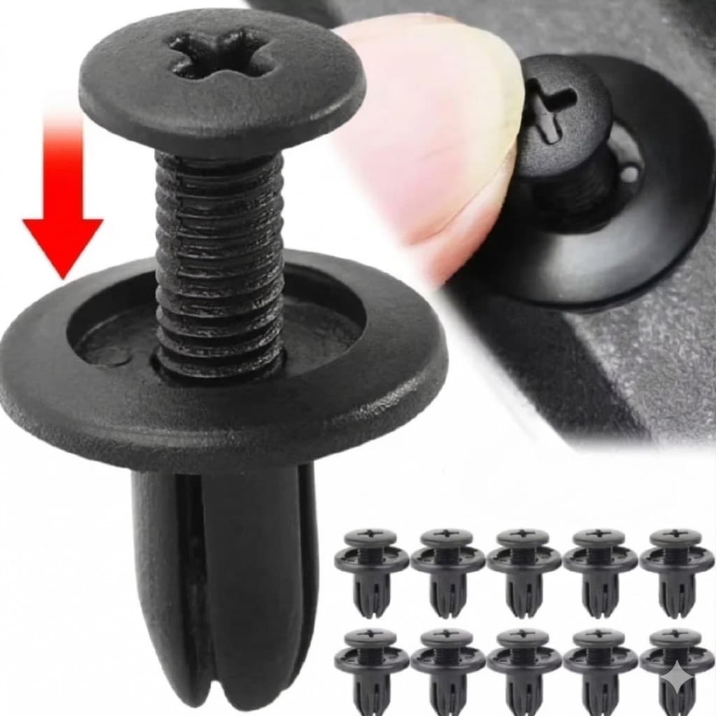 Presilhas Parafusos fixadores 8 mm carros veiculos camionetes paralama porta  rebites de plástico