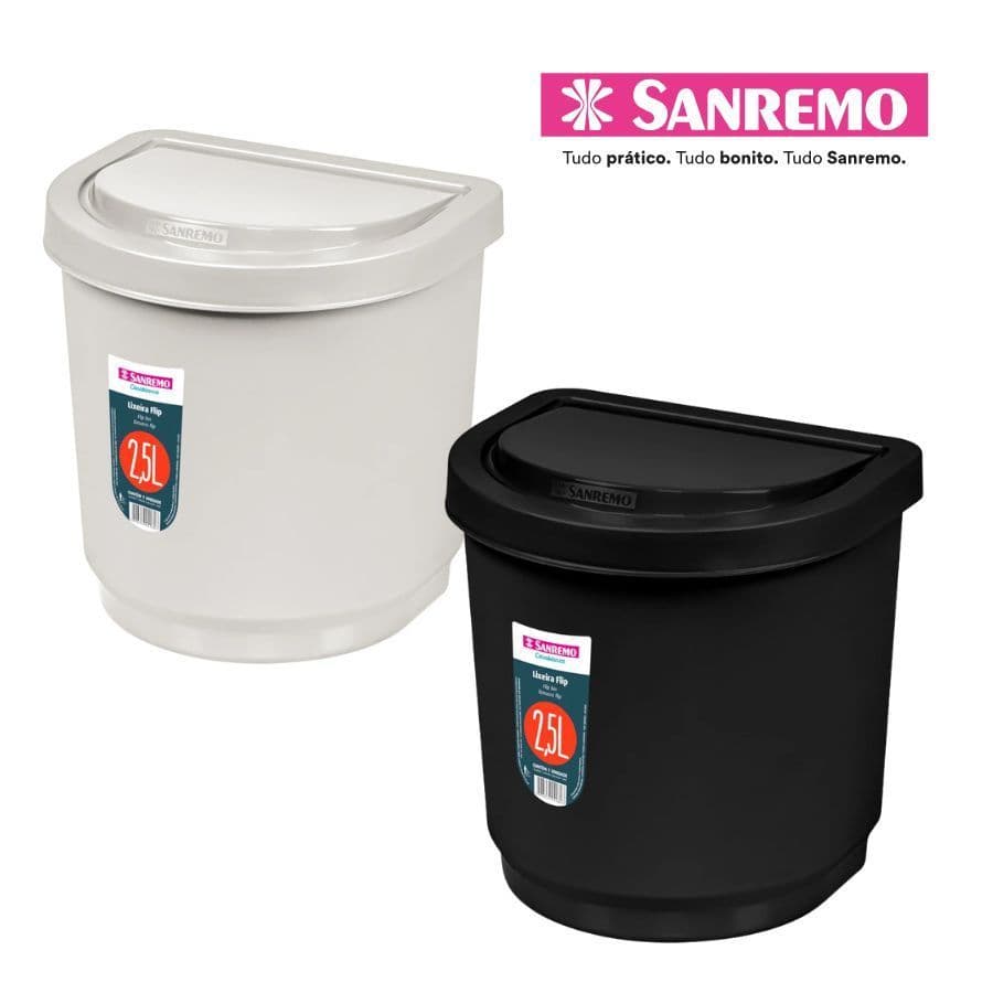 Lixeira De Pia Com Tampa Flip 2,5 Litros Sanremo