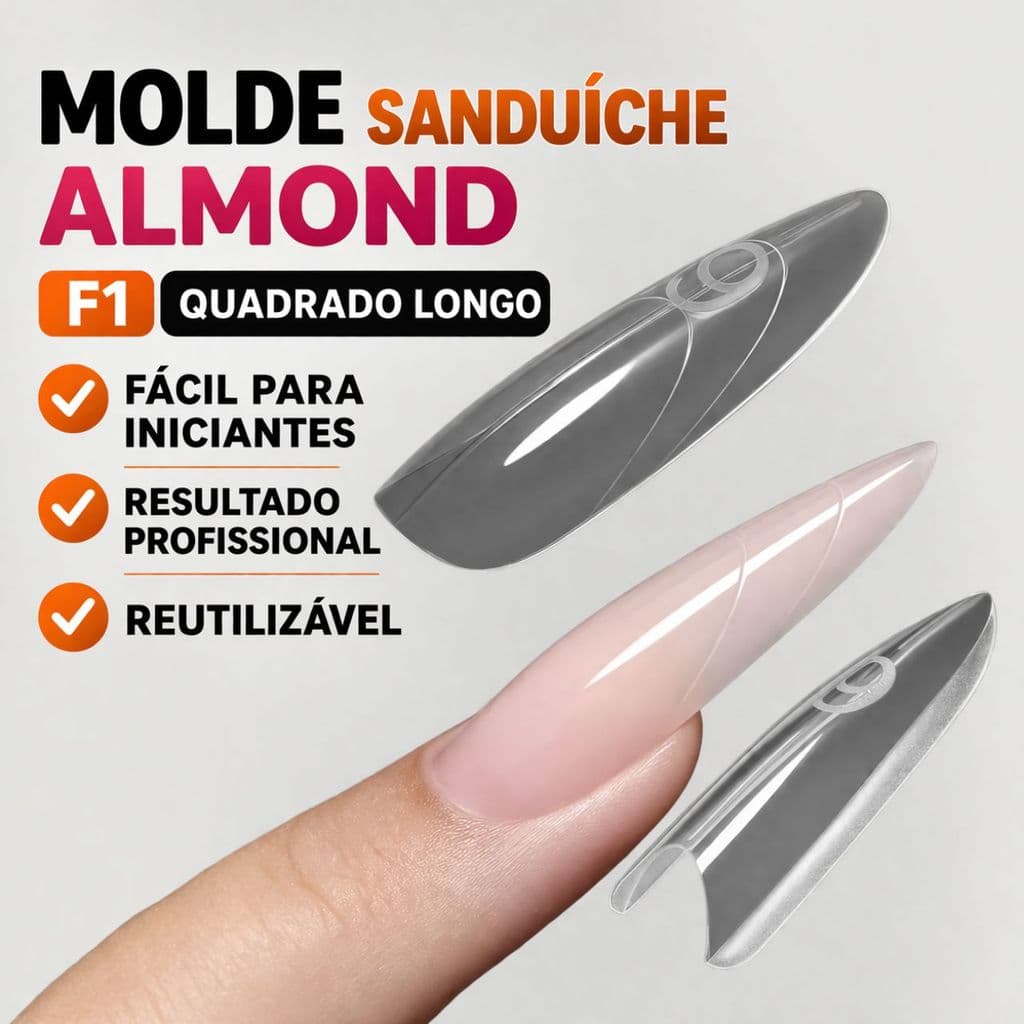 Molde Sanduíche Almond Unhas Gel 240 Unidades Helen Color
