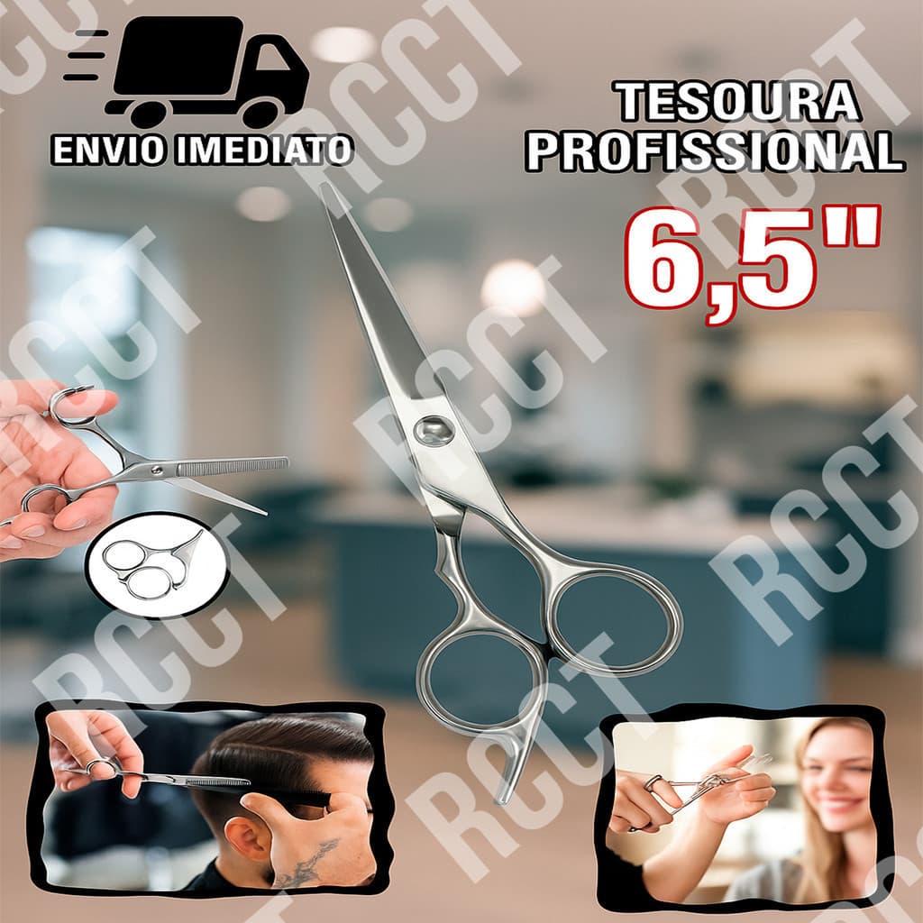 Tesoura Cabeleireiro Profissional 6,5" Aço Inox Corte Preciso