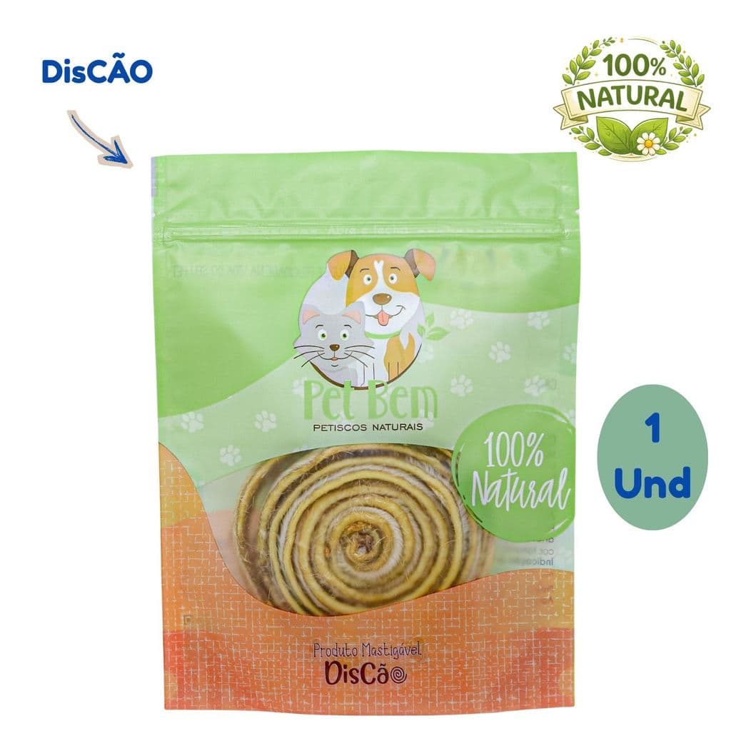 Discão Mordedor Natural Couro Bovino Para Cachorro Alta Durabilidade