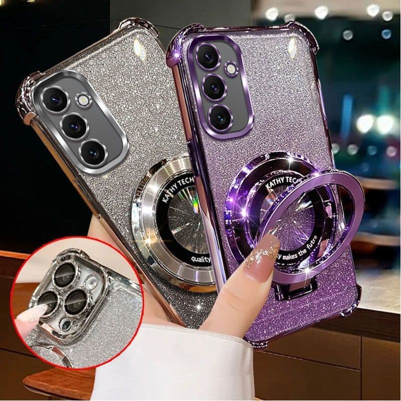 Capa para Samsung Galaxy A57 A37 A56 A36 A26 A16 A06 A07 A17 4G 5G, Capa de Telefone Transparente com Brilho e Glitter,