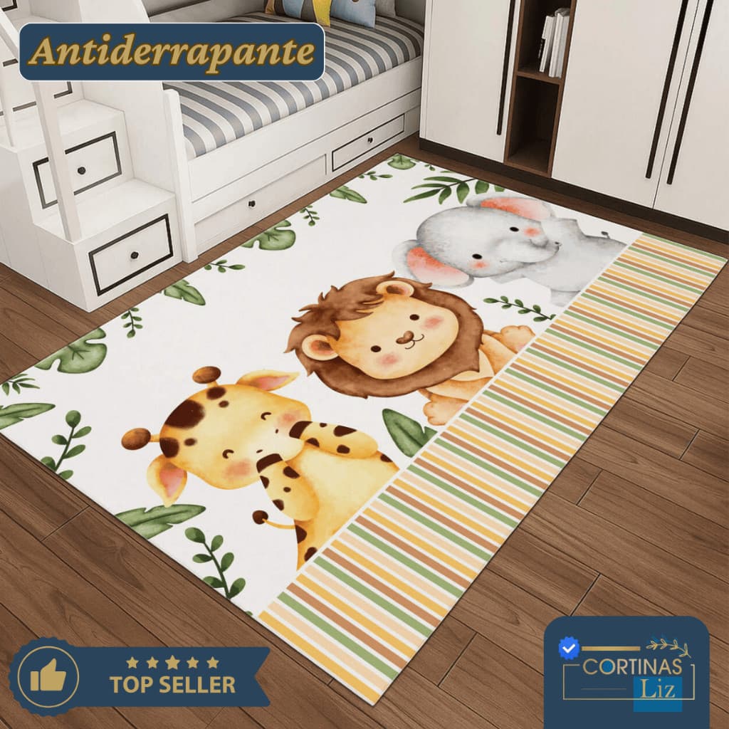 Tapete Infantil Antiderrapante 1,00x1,35 Estampado e Confortável Decoração Kids, Quarto Bebê, Escola