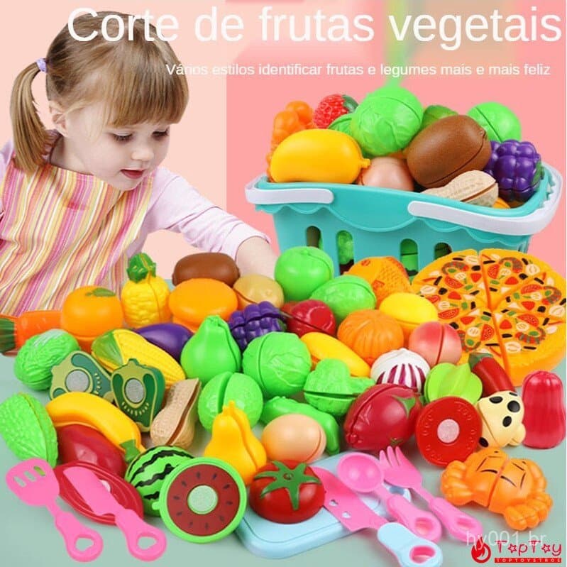 25 Peças de Brinquedos de Cozinha para Crianças, Frutas e Vegetais Educativos, Modelo de Brincadeira de Faz de Conta, Pr