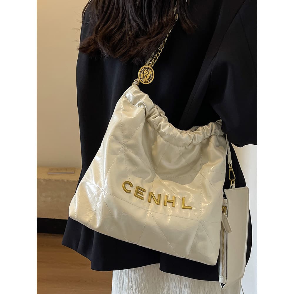 Grande capacidade saco feminino 2026 novo estilo moda corrente ombro mensageiro balde saco textura All-Match Commuter sa