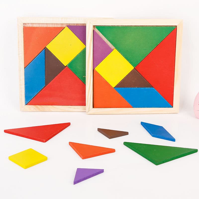 Tangram de madeira inteligência quebra-cabeça estudantes do ensino fundamental primeira série aprendizagem papelaria tan