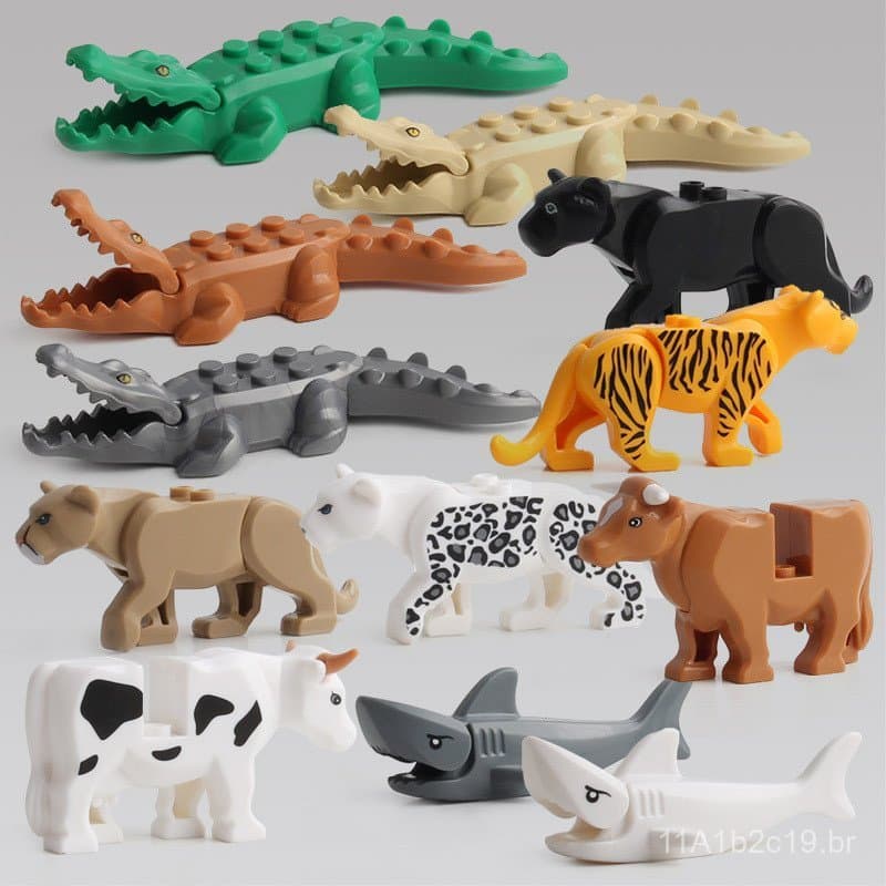 Brinquedo de montagem DIY para crianças, blocos de construção 3D de animais (crocodilo, girafa), presente de comércio ex