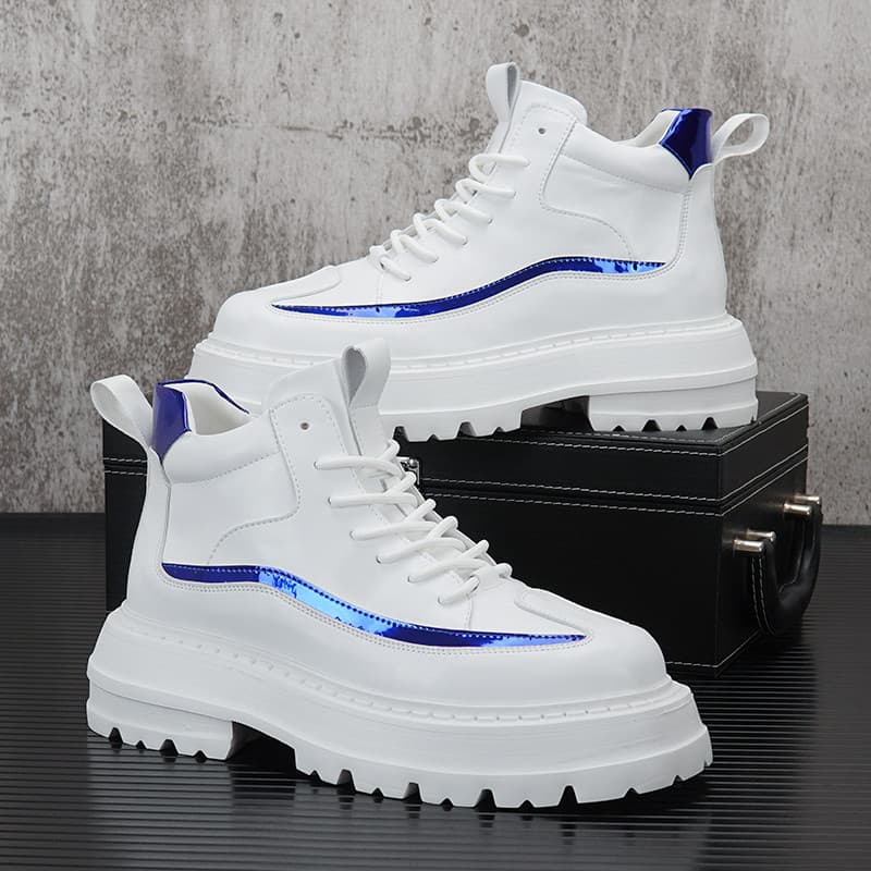 Branco tênis de alta qualidade masculino 2026 primavera novo estilo sapatos brancos aumento interno Martin botas masculi