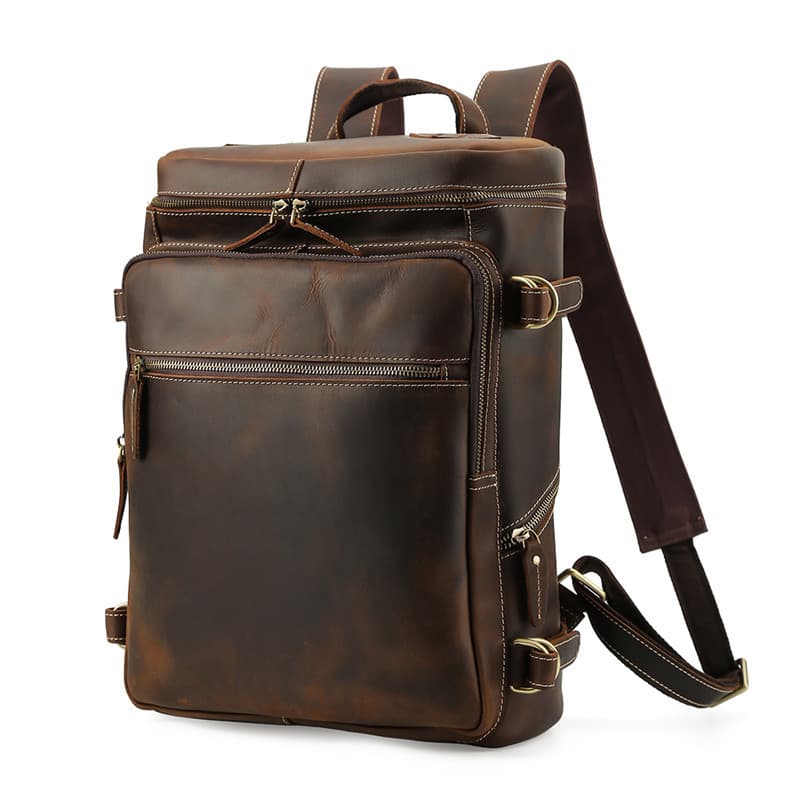 Crazy Horse Couro Mochila de Grande Capacidade Masculina Bolsa de Escalada de Couro Genuíno Artesanal Retro Bolsa de Via