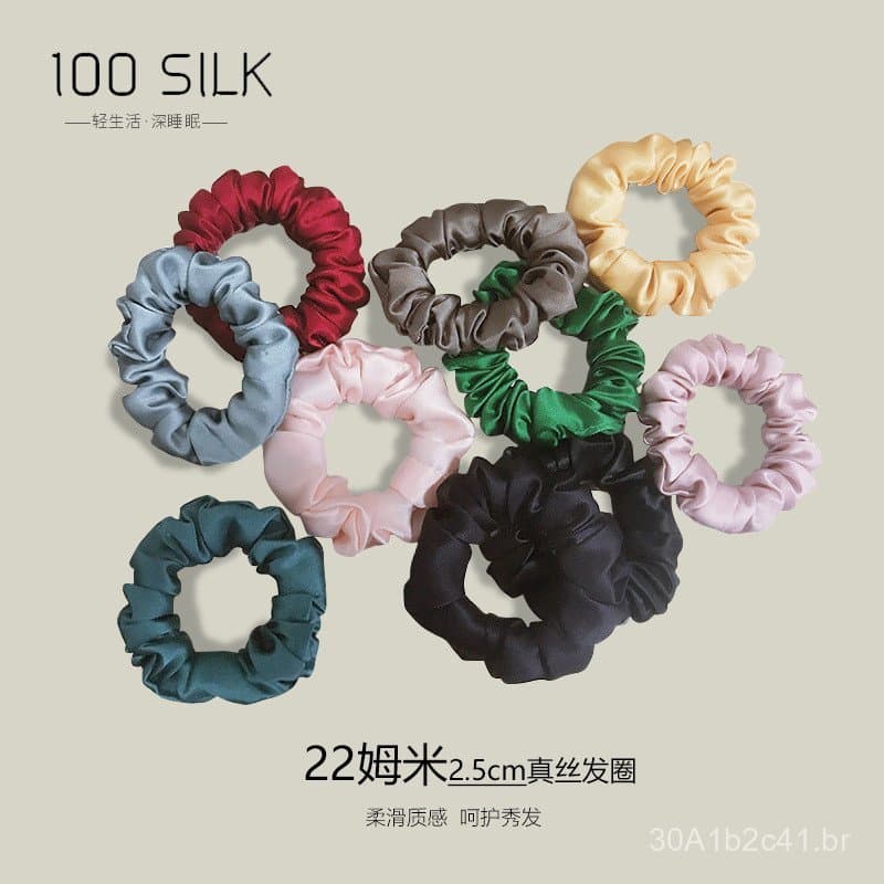 Elástico de cabelo de seda de 22mm 2.5cm, scrunchie de seda de amoreira, corda de cabelo de seda bm que não danifica.