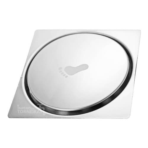 Ralo Click Inox 10x10 Anti Odor Vedação Total Abre Fecha Piso Banheiro Inteligente