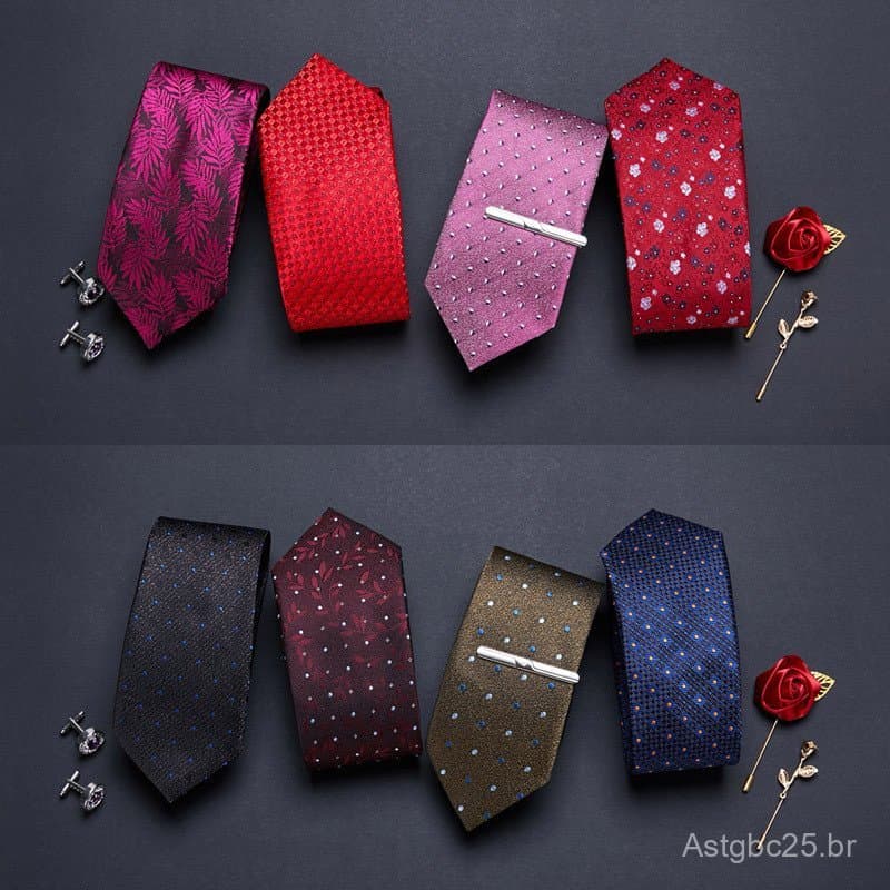 Gravata masculina de poliéster jacquard estilo coreano para negócios e eventos formais, acessório para camisa de festa d