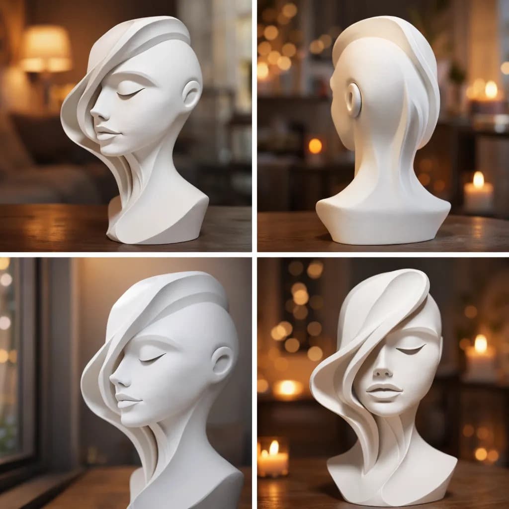 Escultura Decorativa Minimalista Rosto Feminino 18cm Moderno