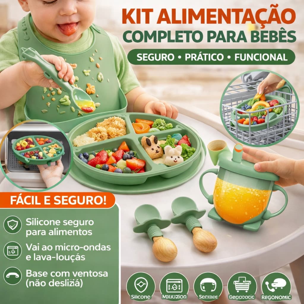 8 Piece Baby Feeding Cutlery Kit silicone Children's Cutlery Kit With Suction Cup Straw Spoon Bib Fork NEW