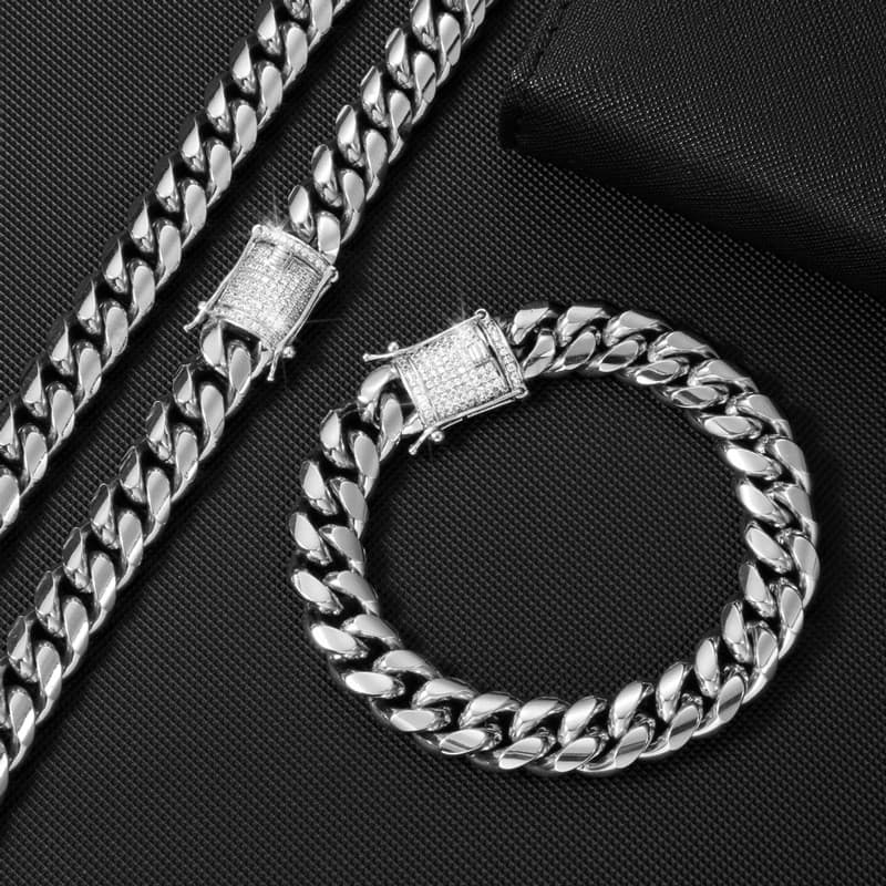 Hip Hop masculino aço inoxidável masculino feminino nicho simples casal Street Wear All-Match diamante colar cubano