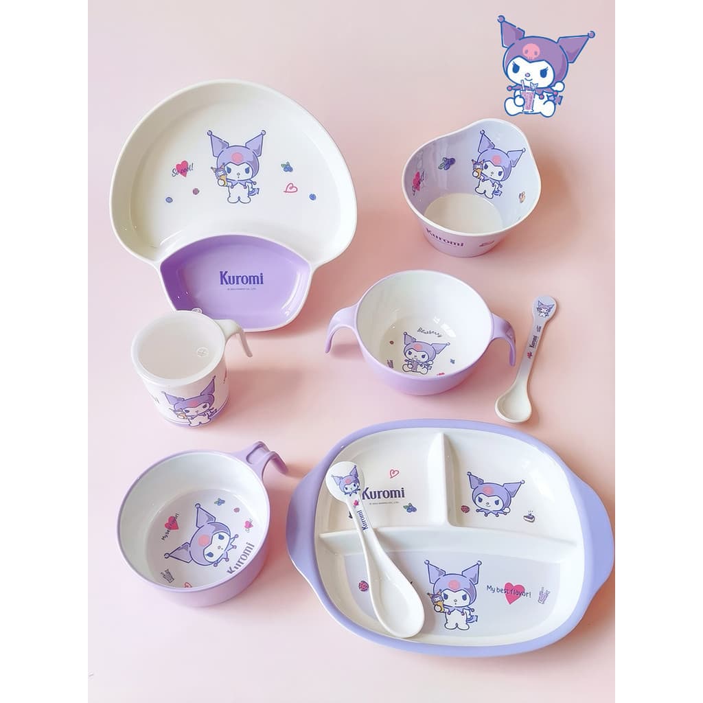 Wuhe Kuromi Prato de Jantar Infantil Compartimento de Desenhos Animados Sanrio Comida Complementar Especial Tigela Infan