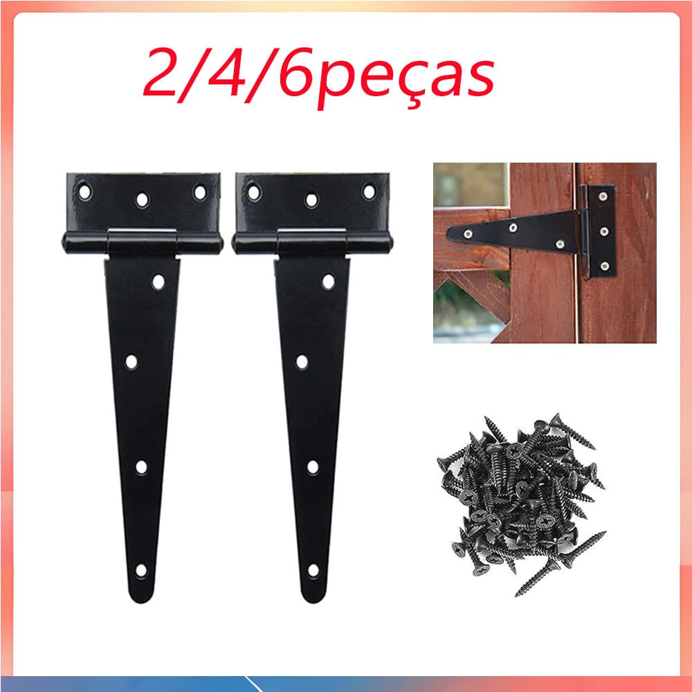 dobradiça em t de 8 polegadas, comprida, com parafusos de montagem