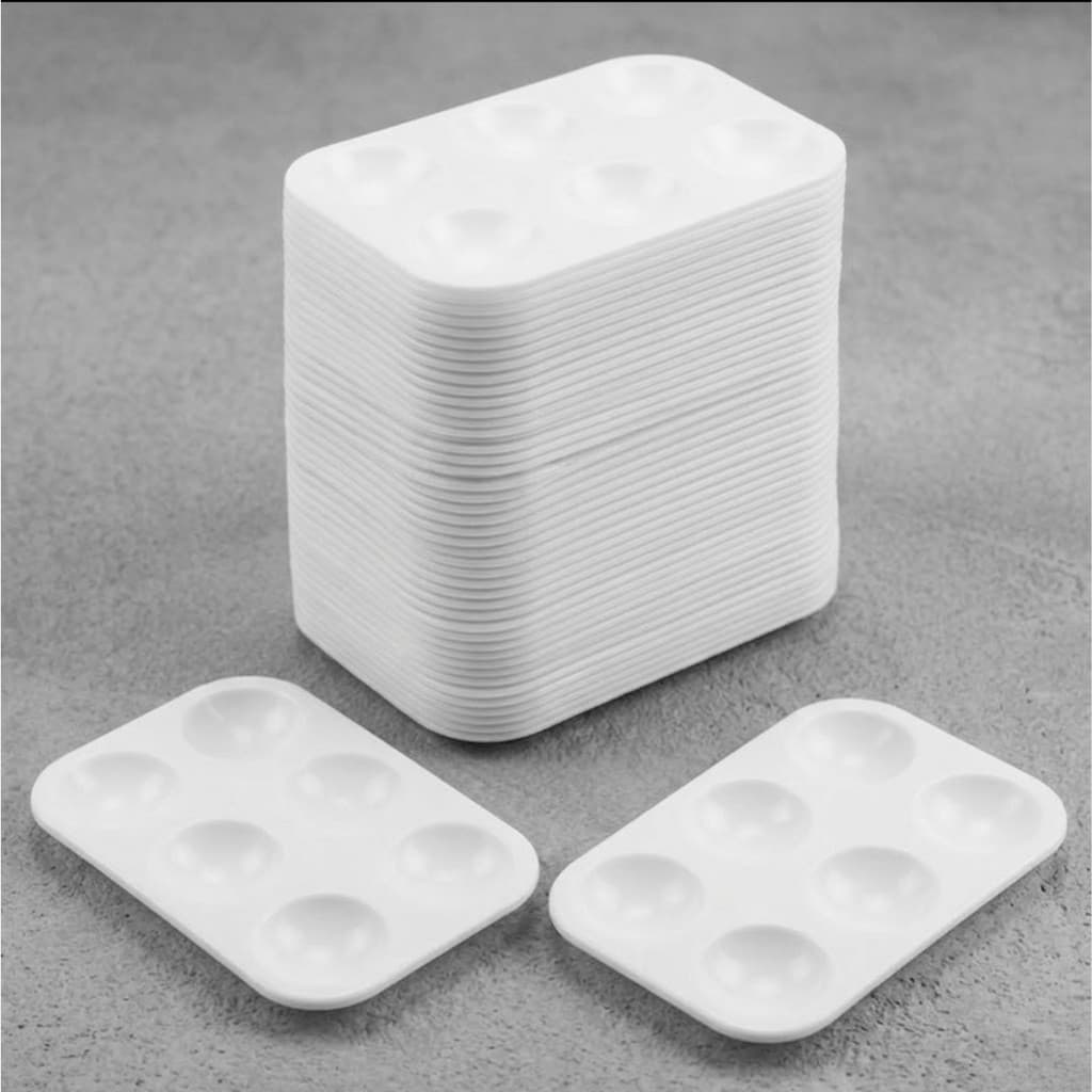 30 Paletas Gode Plastico Para Pintura Escolar Artesanato 6 Cavidades Kit Atacado Revenda Papelaria Armarinho Yins
