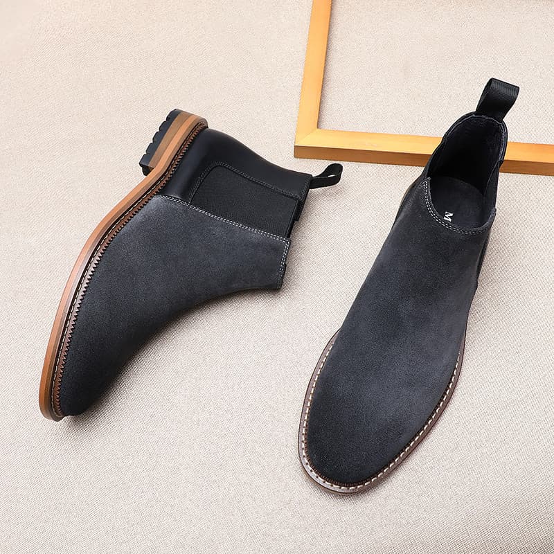 Camurça Chel botas masculinas Retro couro genuíno botas curtas de negócios britânico Casual Mid-top botas de couro de al
