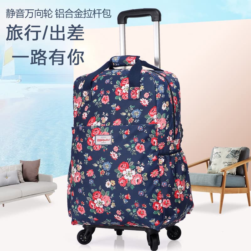 Saco de carrinho feminino portátil leve saco de viagem trole caso de embarque lona impressa mala Unisex 67cm