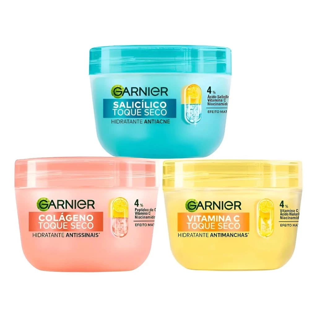 Kit Garnier Creme Hidratante Toque Seco Antiacne + Antimanchas + Antissinais
